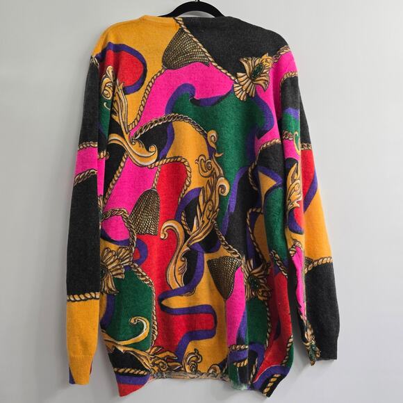 VTG Magnolia Wool Angora Sweater Bold Abstract Whimsygoth Baroque Retro 80 90s L - Picture 4 of 9